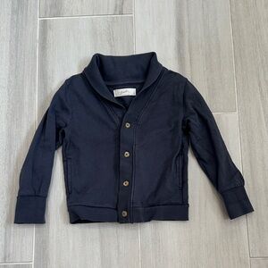 Pehr 18-24M French Terry Shawl Cardigan Ink Blue Navy Button-Up Cardigan